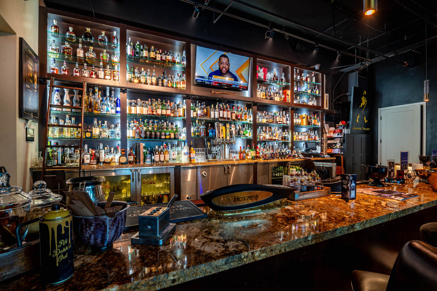 Stocked bar shelves at CCL