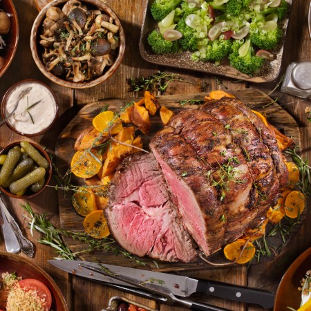 Roast Beef Feast with Yorkshire Pudding, Potatoes, Broccoli, Salad and Gravy