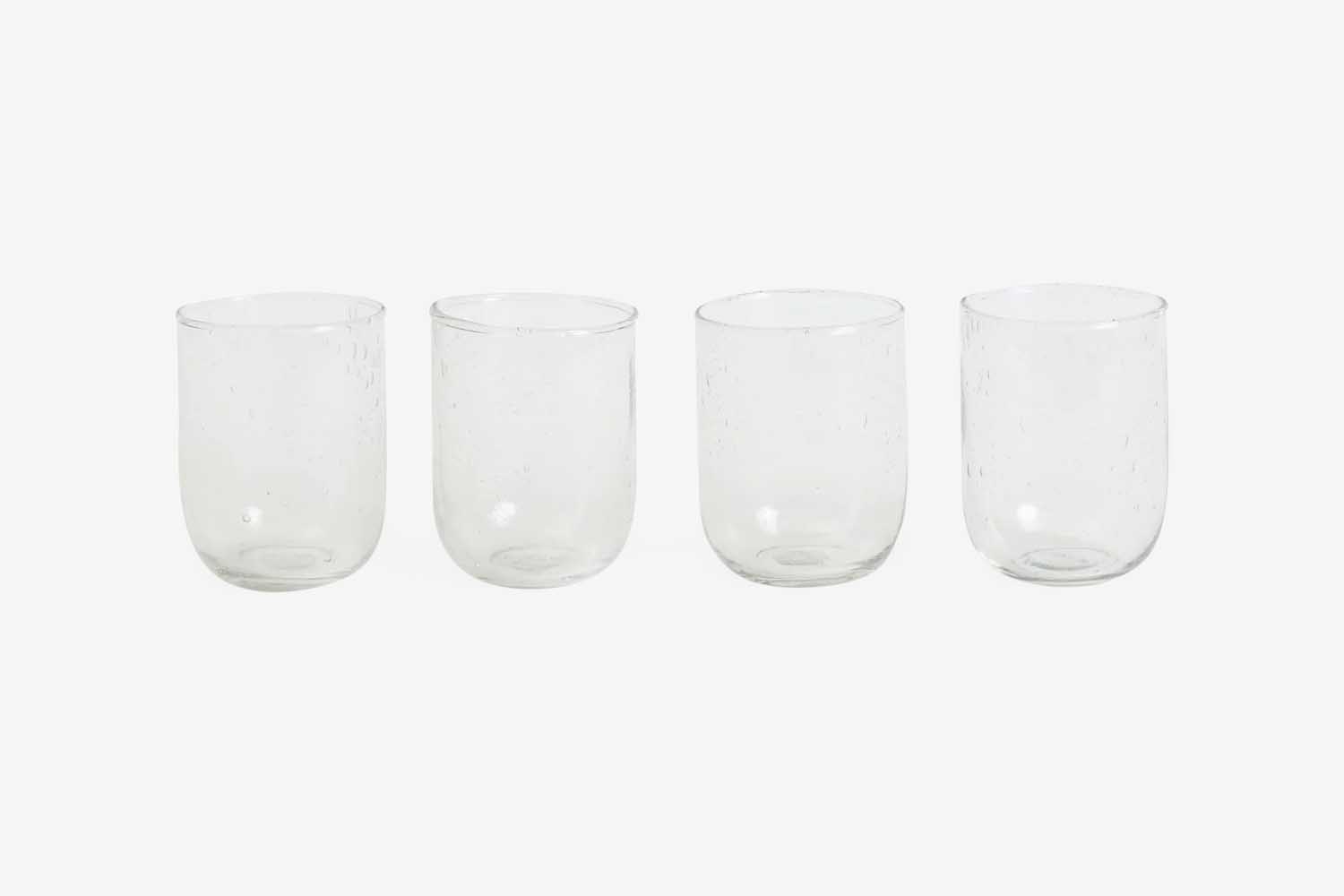 The Six Bells Clear Short Seeded Glasses