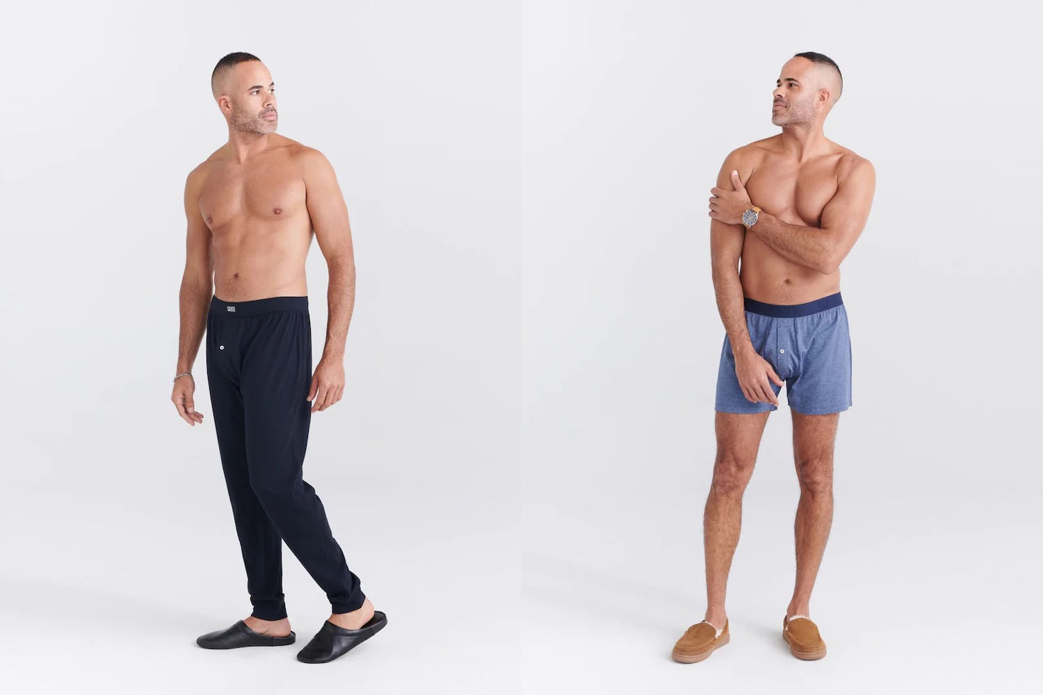a model in a pair of saxx droptemp underwear