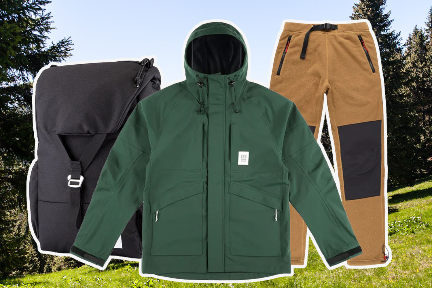 a collage of items from the Topo Designs shop early sale