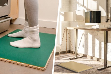 A split photo showing off Fulton's standing mat.