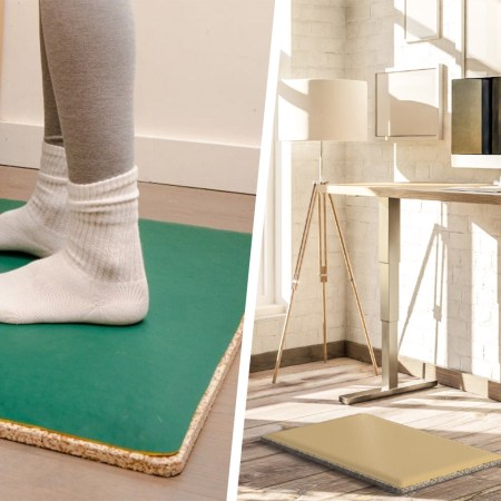 A split photo showing off Fulton's standing mat.