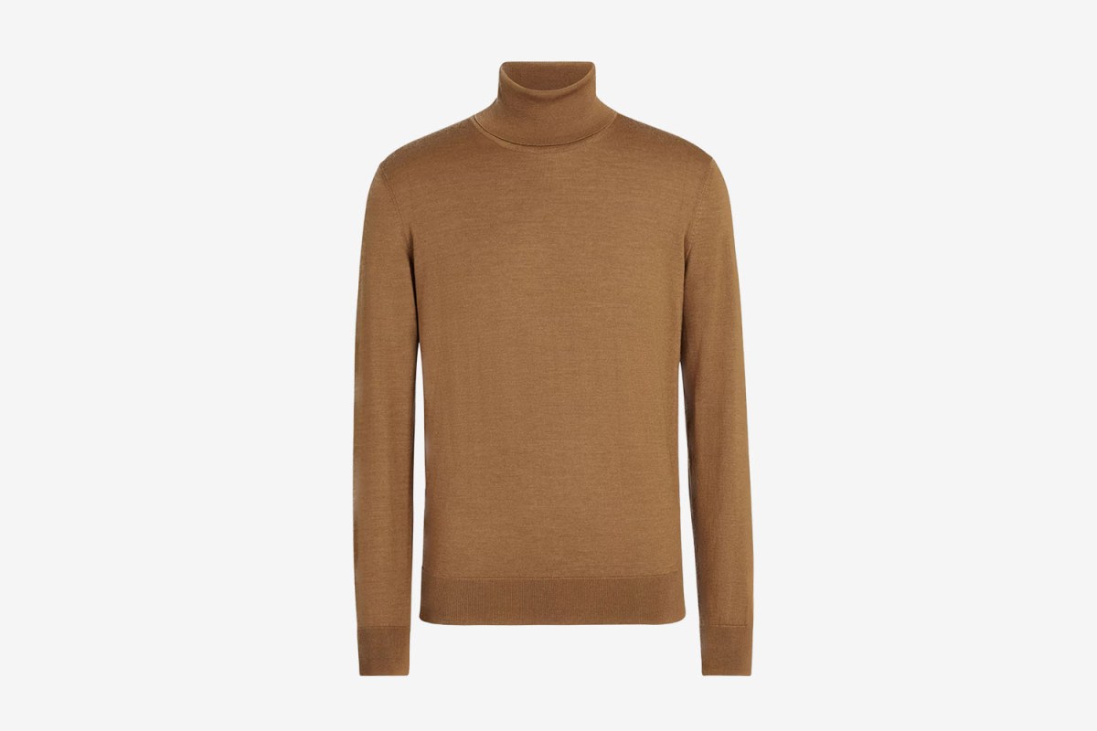 Zegna Dark Foliage Mélange Cashseta Turtleneck