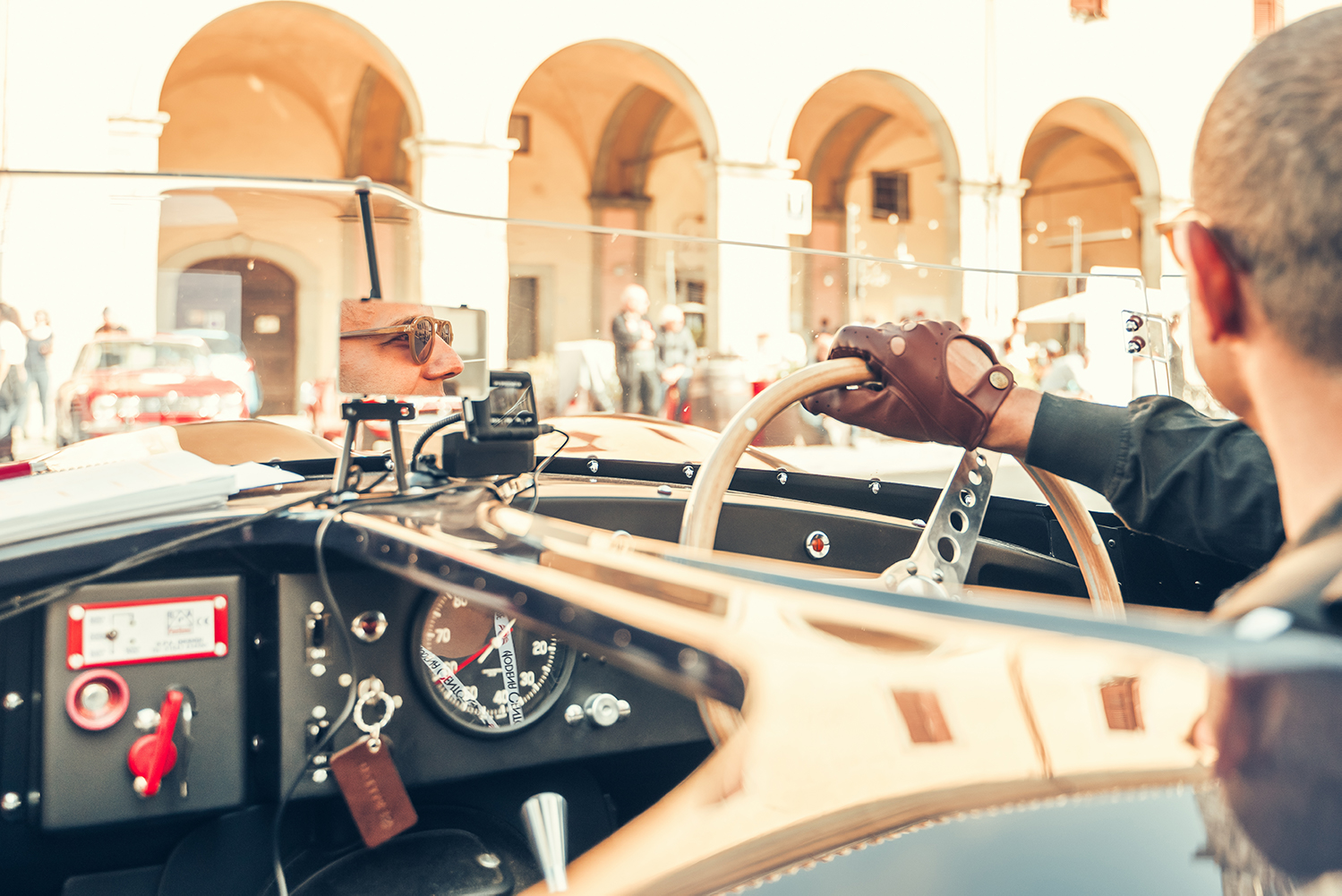 The car writer Basem Wasef sitting in a Jaguar D-type Continuation