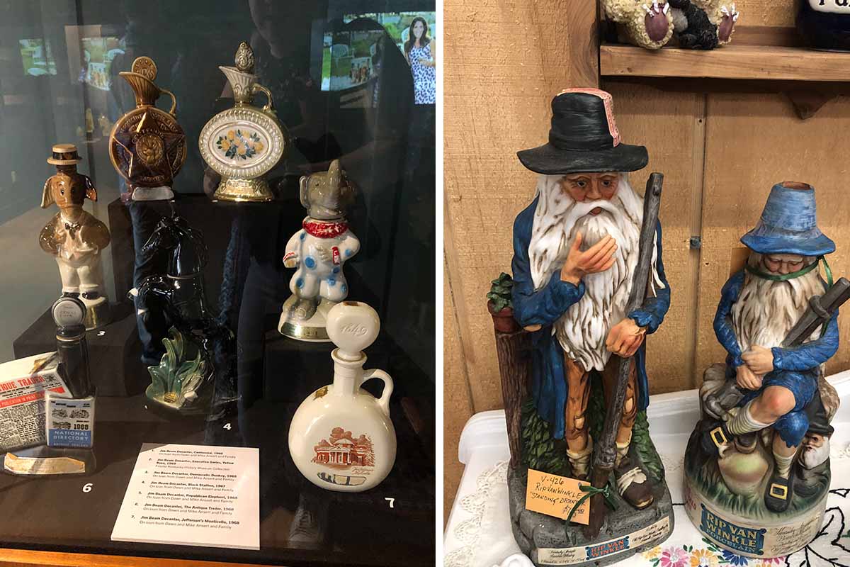 An array of vintage decanters