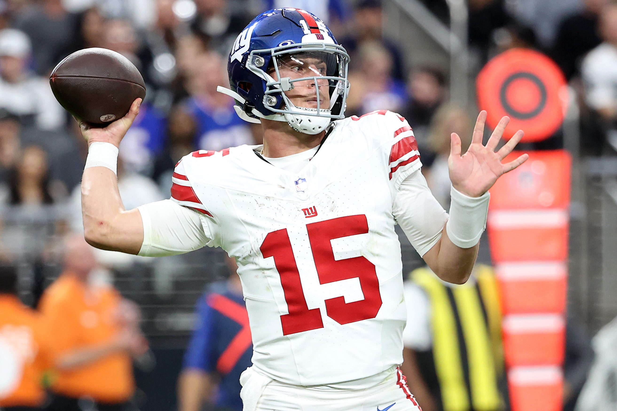 Tommy DeVito of the Giants throws a pass.