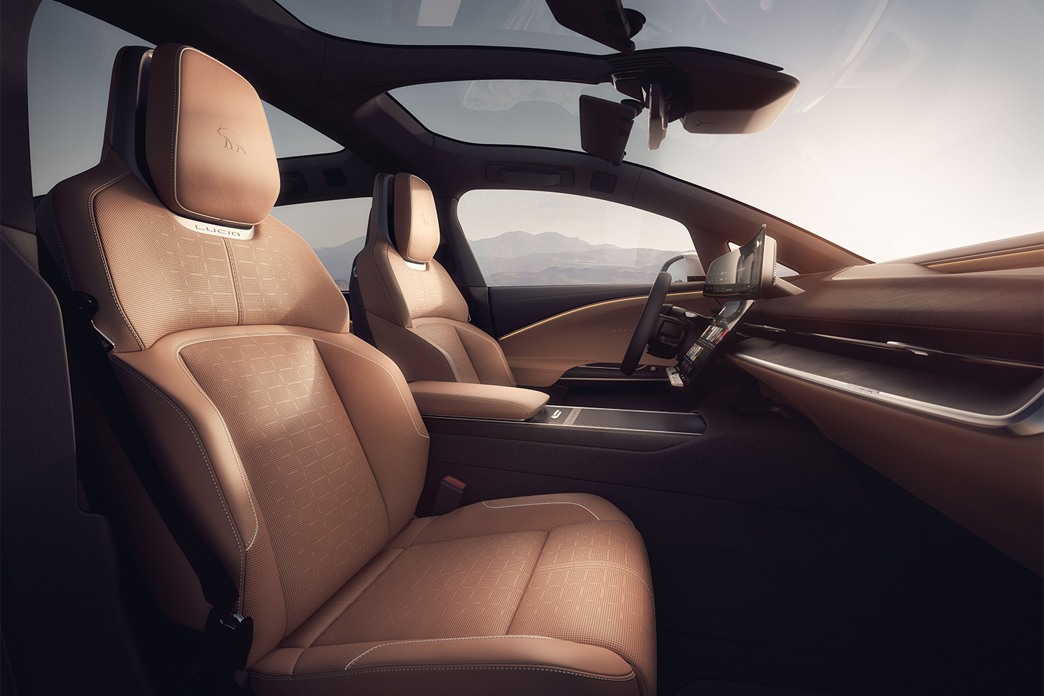 The front row of seats in the Lucid Gravity