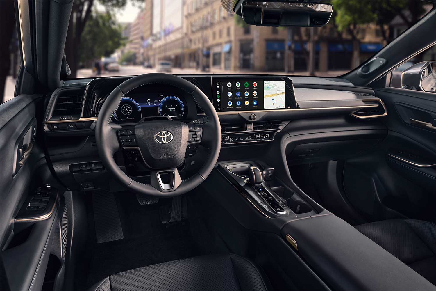 The interior of the Toyota Crown, a new hybrid sedan we tested and reviewed