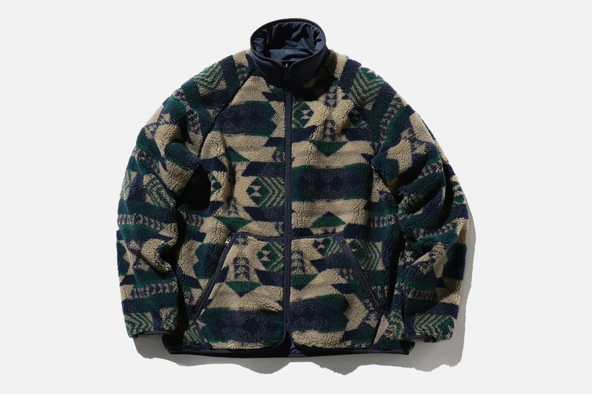 Beams+ MIL Jersey Reversible Jacquard Boa Jacket