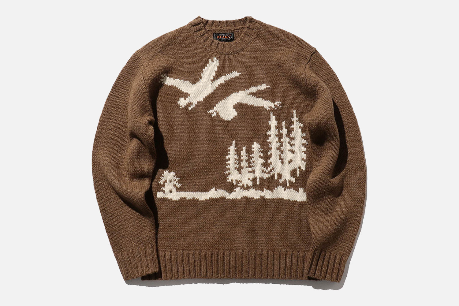 Beams+ Crew Neck Intarsia 3G Sweater