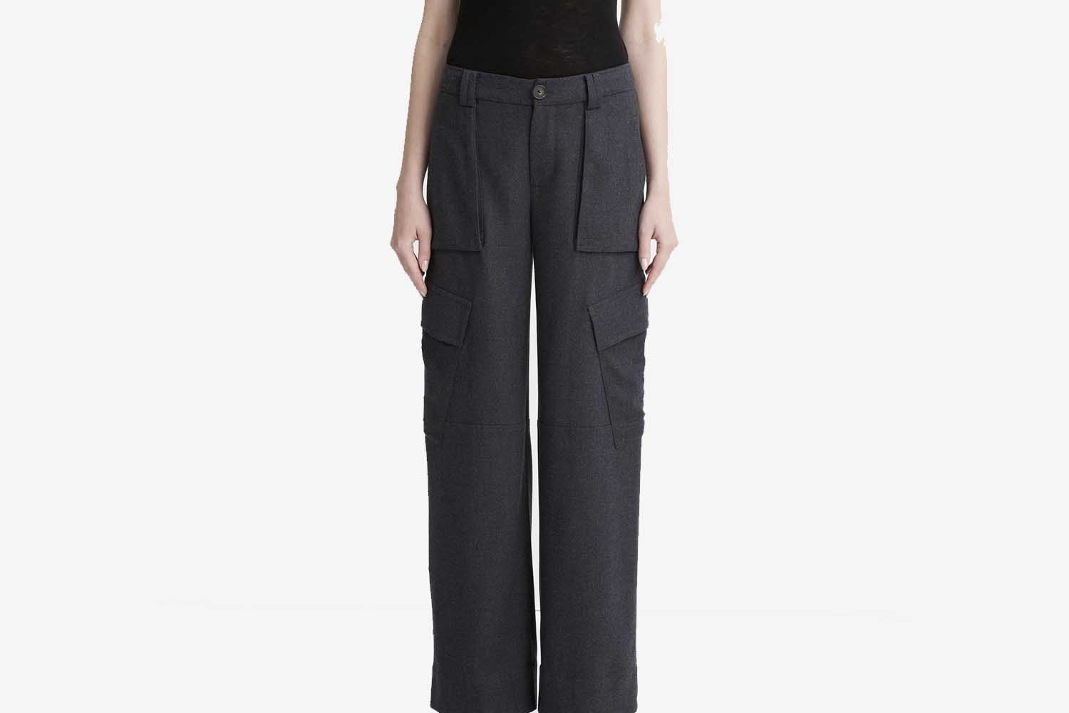 Vince Flannel Wide-Leg Cargo Pant