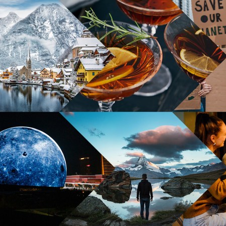 A collage of images related to the 20 trends that will define the lives of American men in 2024