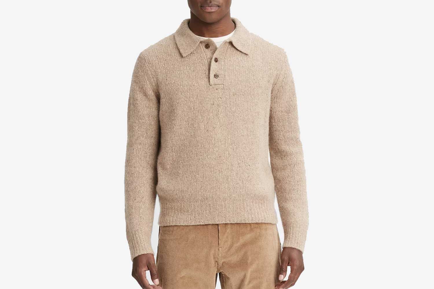Vince Plush Cashmere Donegal Polo