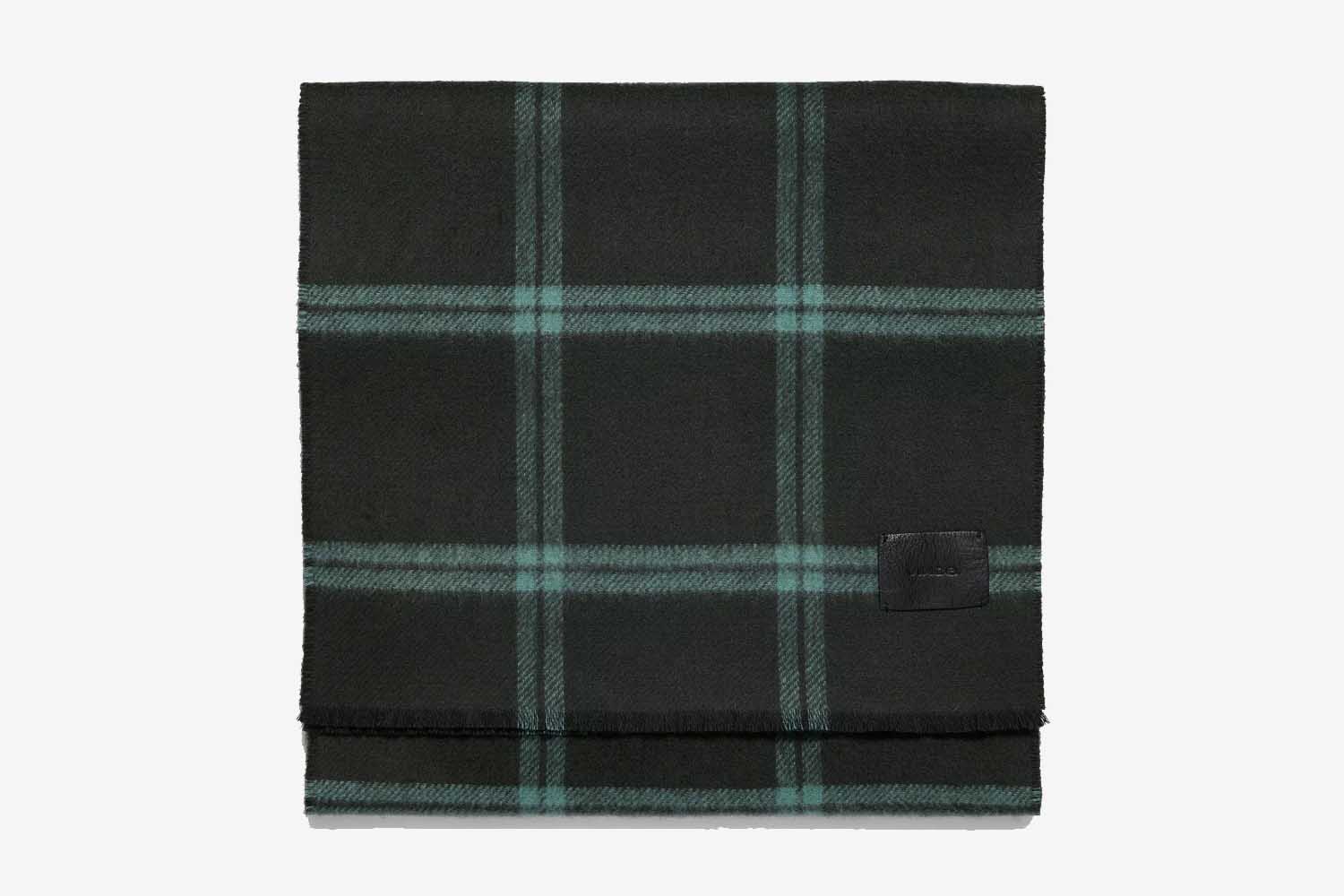 Vince Windowpane Wool and Cashmere Double-Face Scarf
