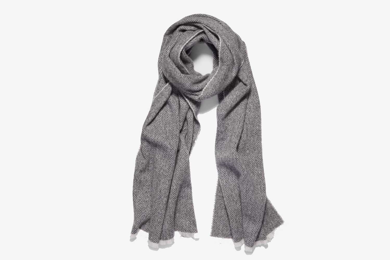 Vince Herringbone Cashmere Scarf
