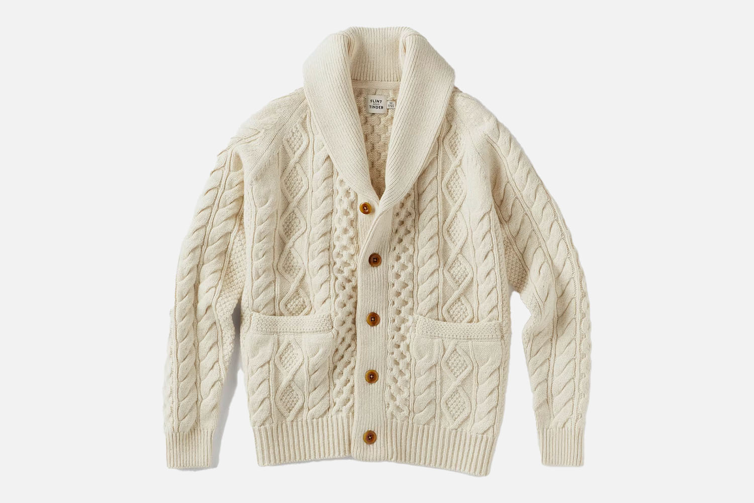 Flint and Tinder Aran Cable Knit Cardigan Sweater
