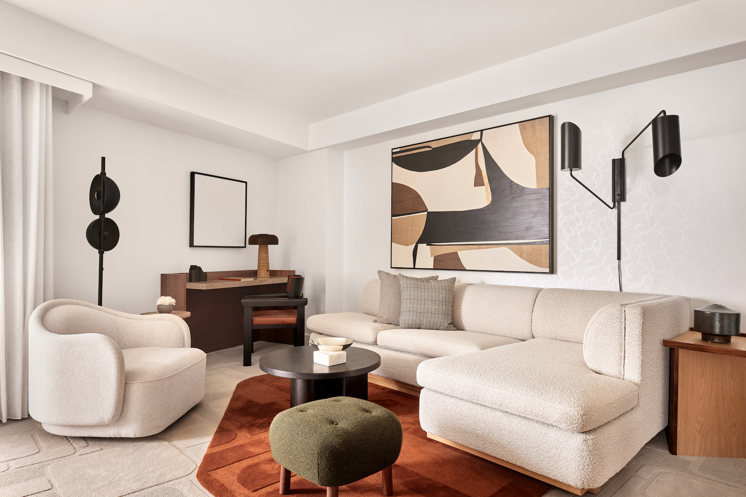 Brown-colored living room in The Jay
