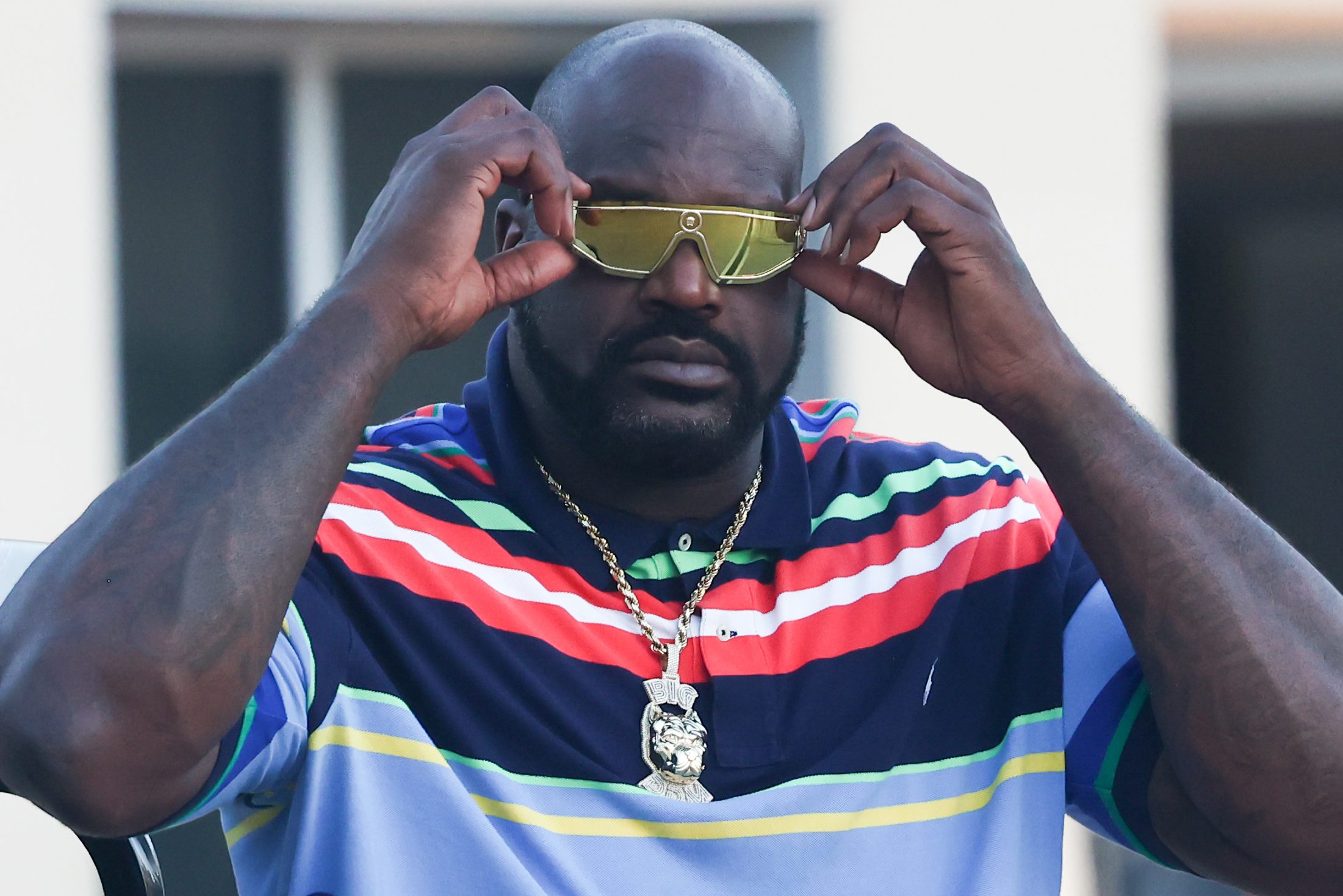 Shaquille O'Neal arrives at the Formula 1 Abu Dhabi Grand Prix.