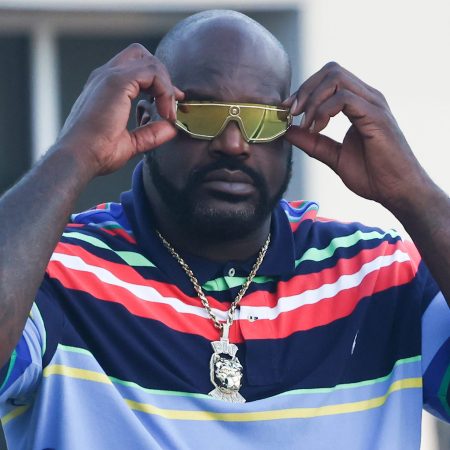 Shaquille O'Neal arrives at the Formula 1 Abu Dhabi Grand Prix.
