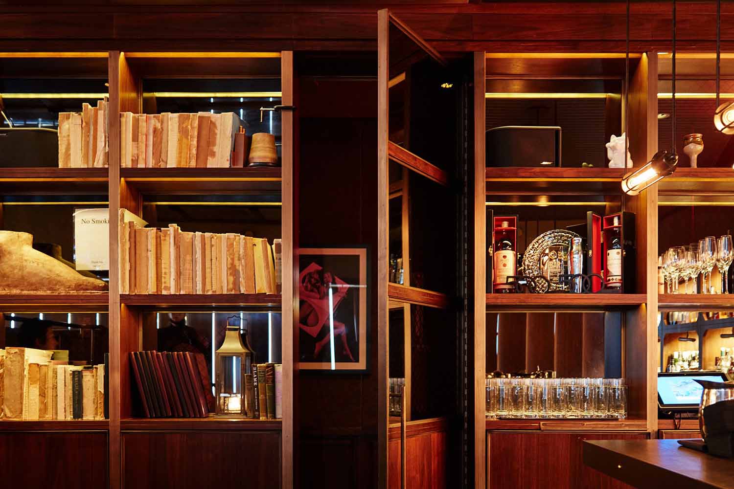 The hidden bar entrance within Back Bar