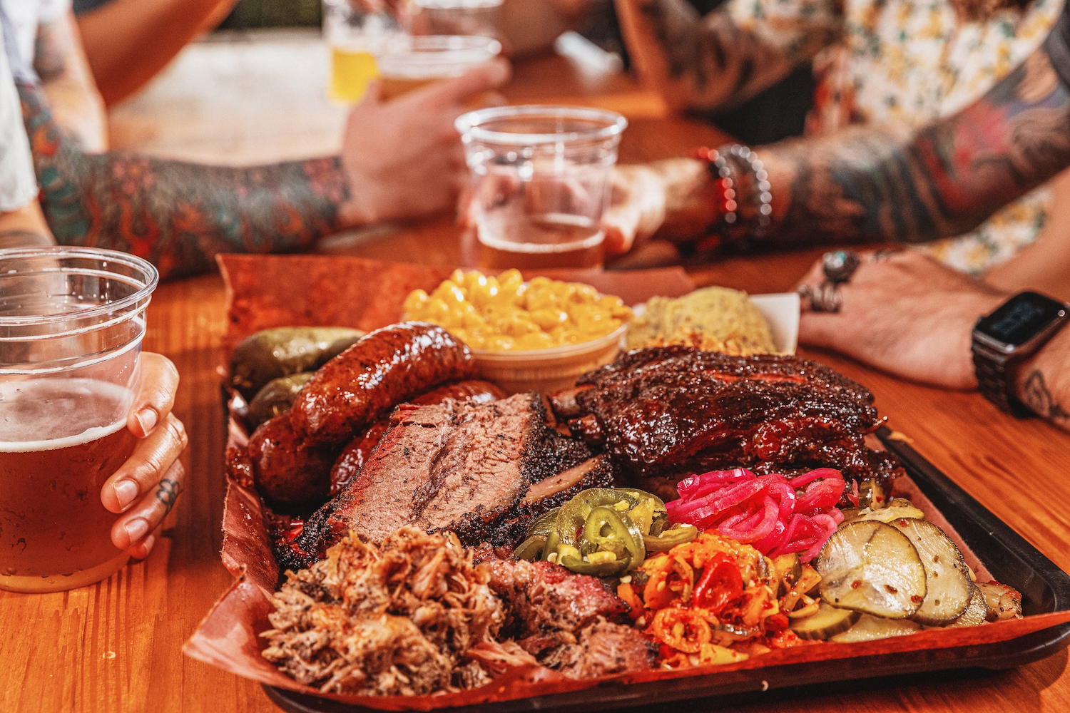 Meat and other sides on a tray