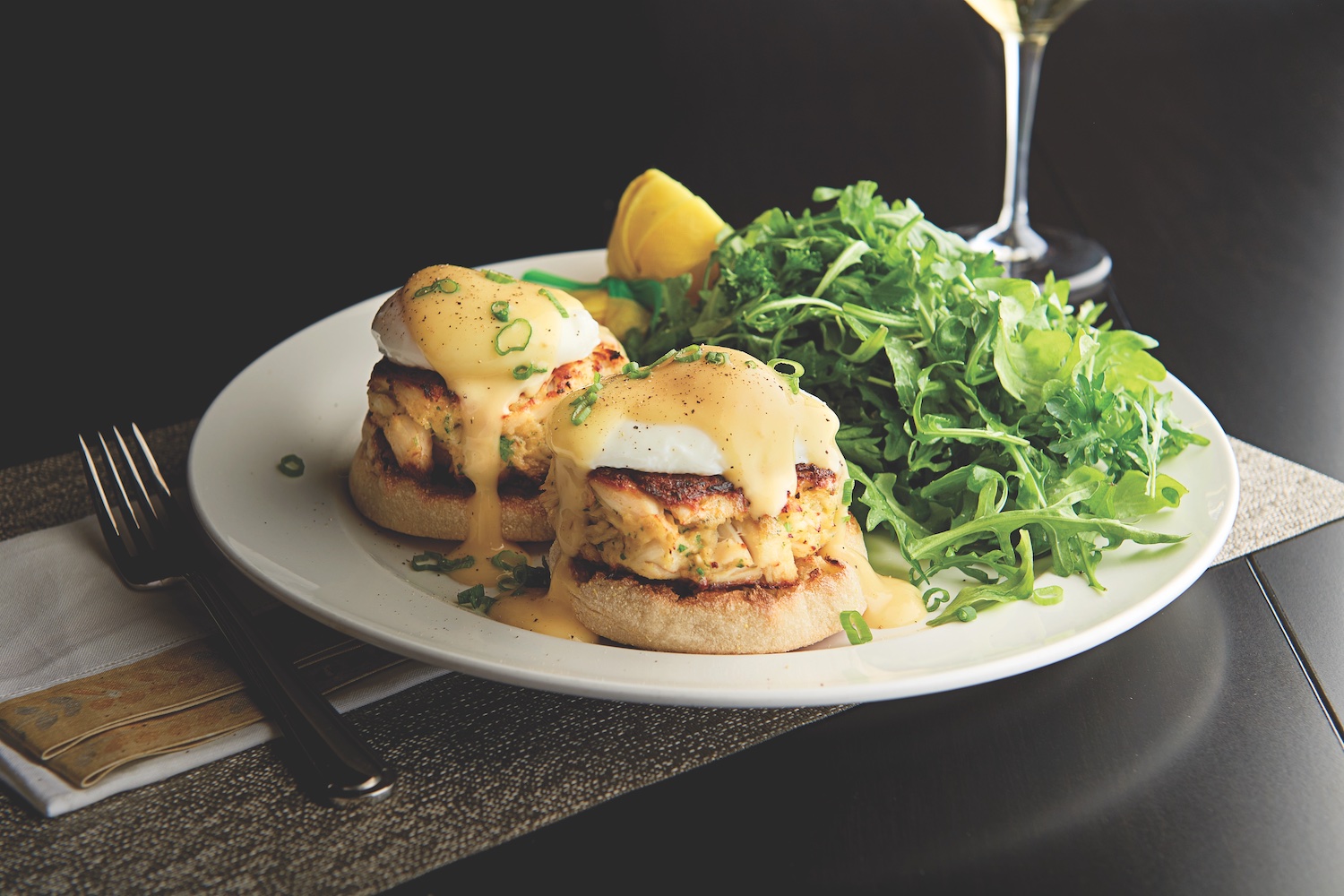 Mastro's crab cakes benedict