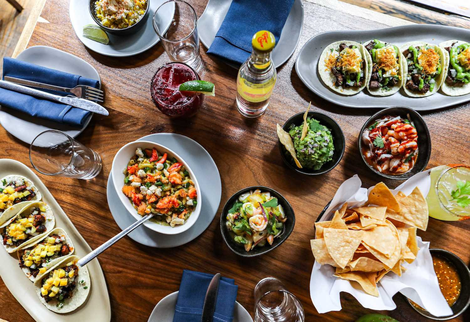 Spread of food on a table