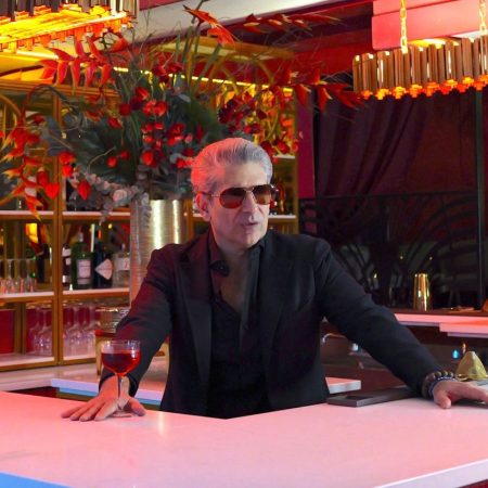 Michael Imperioli behind the bar at The Scarlet Lounge.