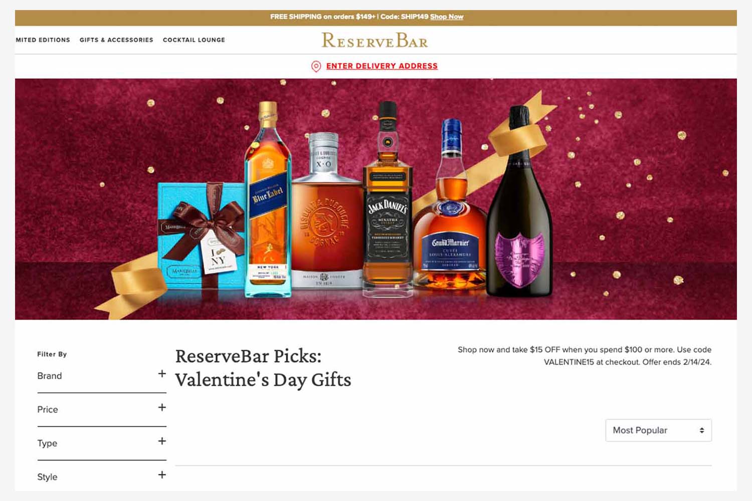 Home page for ReserveBar
