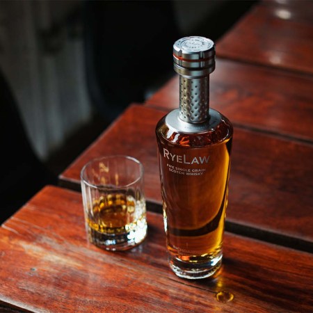 A bottle of RyeLaw from InchDairnie, a Scottish distillery