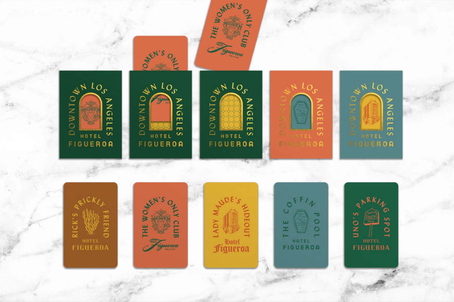 Hotel Figueroa implemented four different wooden key cards in 2021