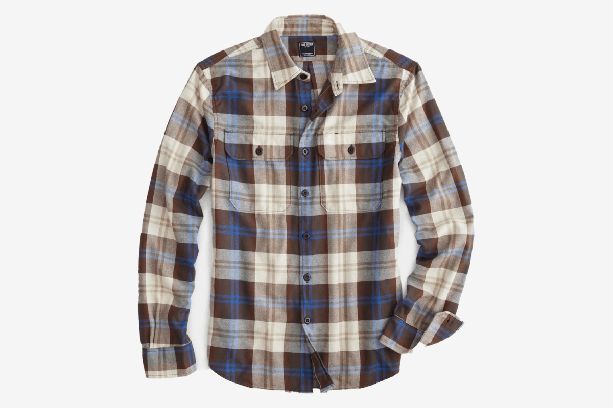 Todd Snyder Brown Plaid Flannel Shirt