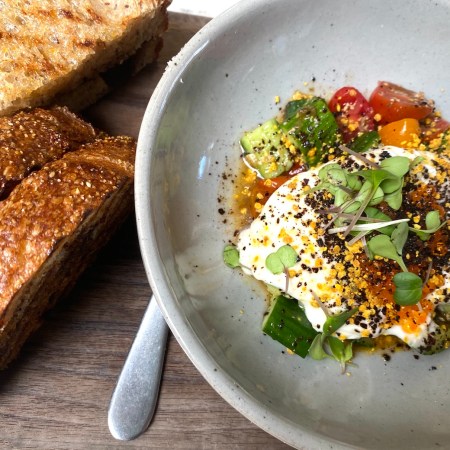 Burrata Salad with slices of bread