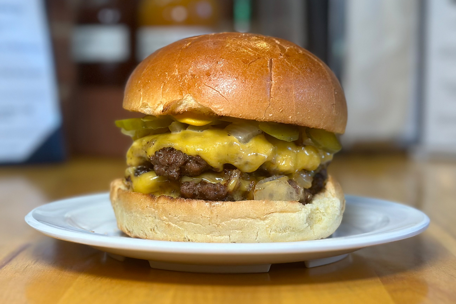 The fried onion burger from Au Jus in New York City. The recipe originated in Depression-era Oklahoma.