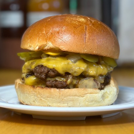 The fried onion burger from Au Jus in New York City. The recipe originated in Depression-era Oklahoma.