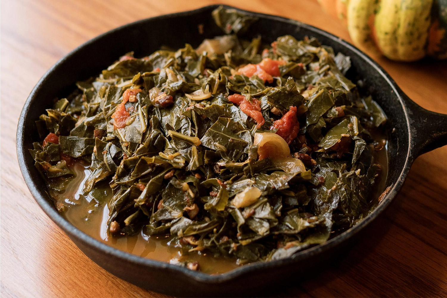 Collard greens from the Restaurant at RT Lodge. We got the recipe for the dish.