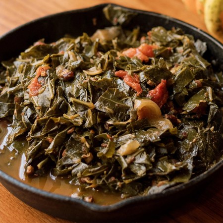 Collard greens from the Restaurant at RT Lodge. We got the recipe for the dish.