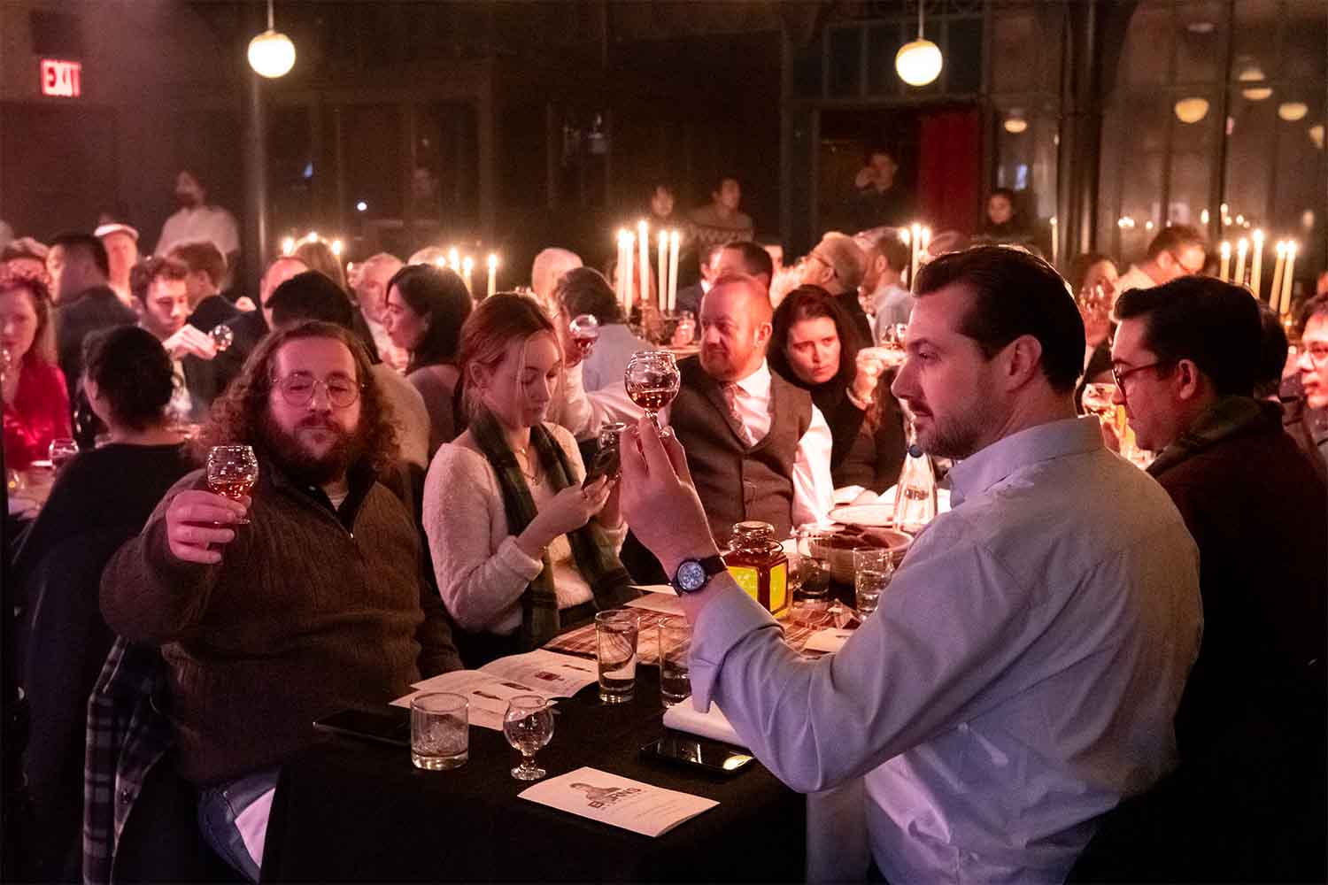 Drinking whisky at Burns Distilled