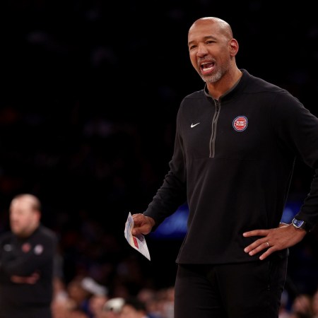 NEW YORK, NEW YORK - FEBRUARY 26: Head coach Monty Williams of the Detroit Pistons reacts during the fourth quarter against the New York Knicks at Madison Square Garden on February 26, 2024 in New York City. The New York Knicks defeated the Detroit Pistons 113-111.
