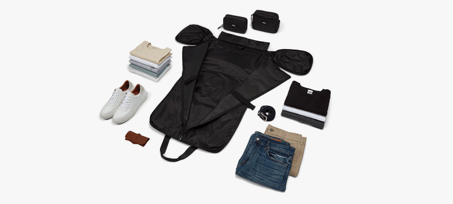 Packing the Halfday Garment Duffel in a gif