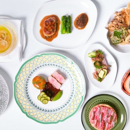 The spread at Little Mad on a white table