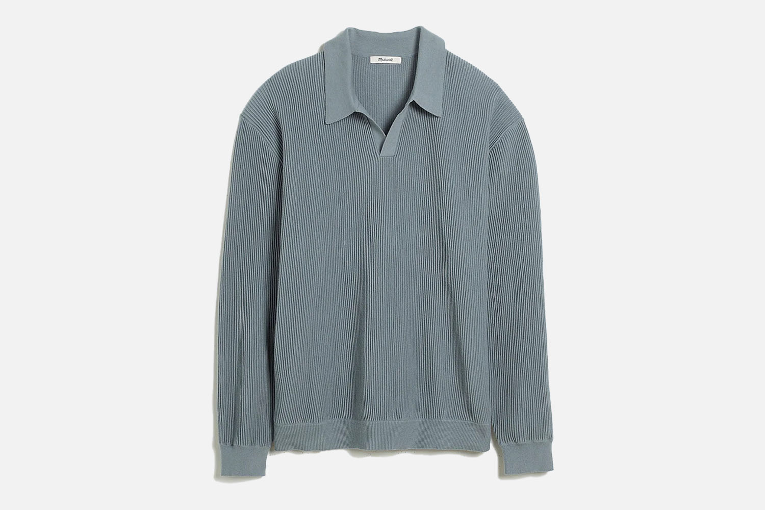 Madewell Johnny-Collar Long-Sleeve Sweater Polo