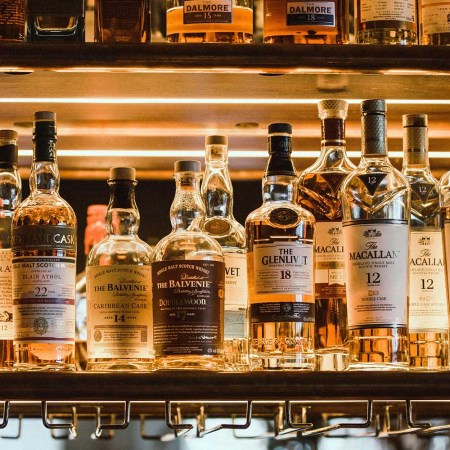 The 4th-floor​ bar at the Conduit in London, showcasing a lot of Scotch. The market for Scotch declined slightly in 2023.