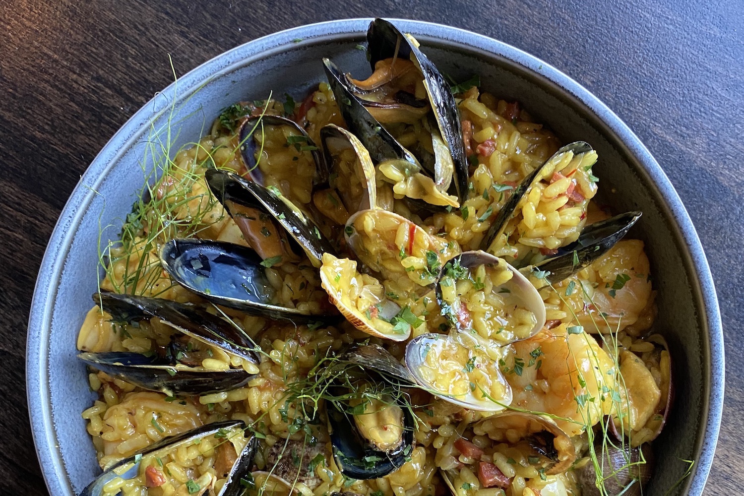 Rice and mussels dish at Seville