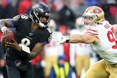 Quarterback Lamar Jackson of the Baltimore Ravens during a 2023 game. On Thursday he was awarded his second league MVP award.
