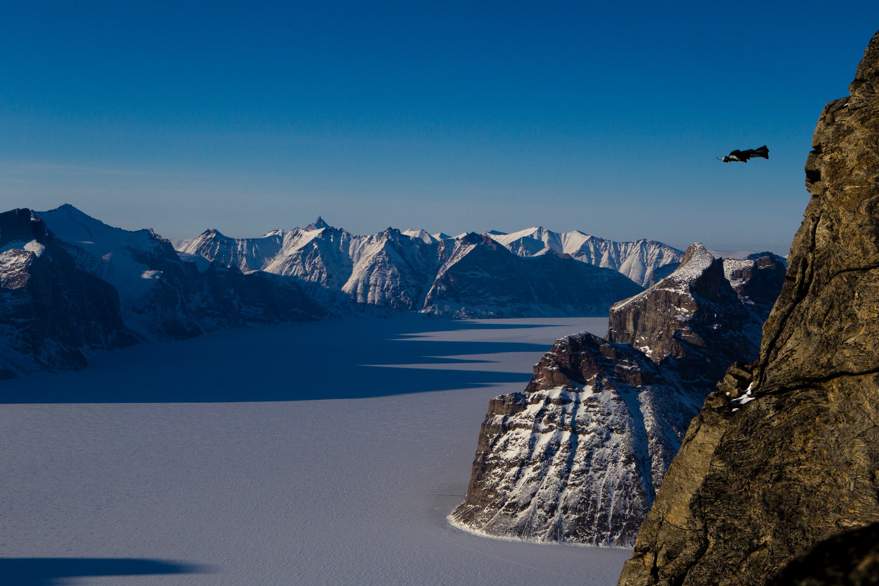 I think I took half a day of navigating through somewhat dangerous terrain, crevasses and snow bridges, to get up there to take this shot. It was a lot of effort but worth it. You never look back and think about how many hours or money you spent. That's my friend Jim Mitchell jumping. Unfortunately, at the end of the trip, we had a fatality and that was Jim. It's a funny experience to look at an image and feel so much gratitude for the moment but also sad because it reminds Jim didn't come home from that expedition.