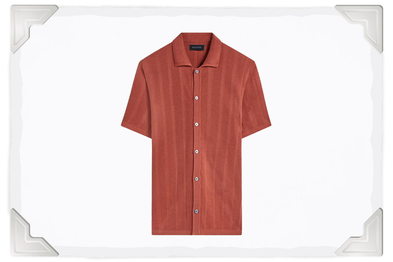 Bugatchi Waffle Rib Full Button Short Sleeve Polo Sweater