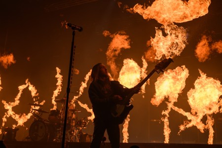 Pete Wentz of Fall Out Boy performs during the "So Much For (2our) Dust" tour at Dickies Arena.