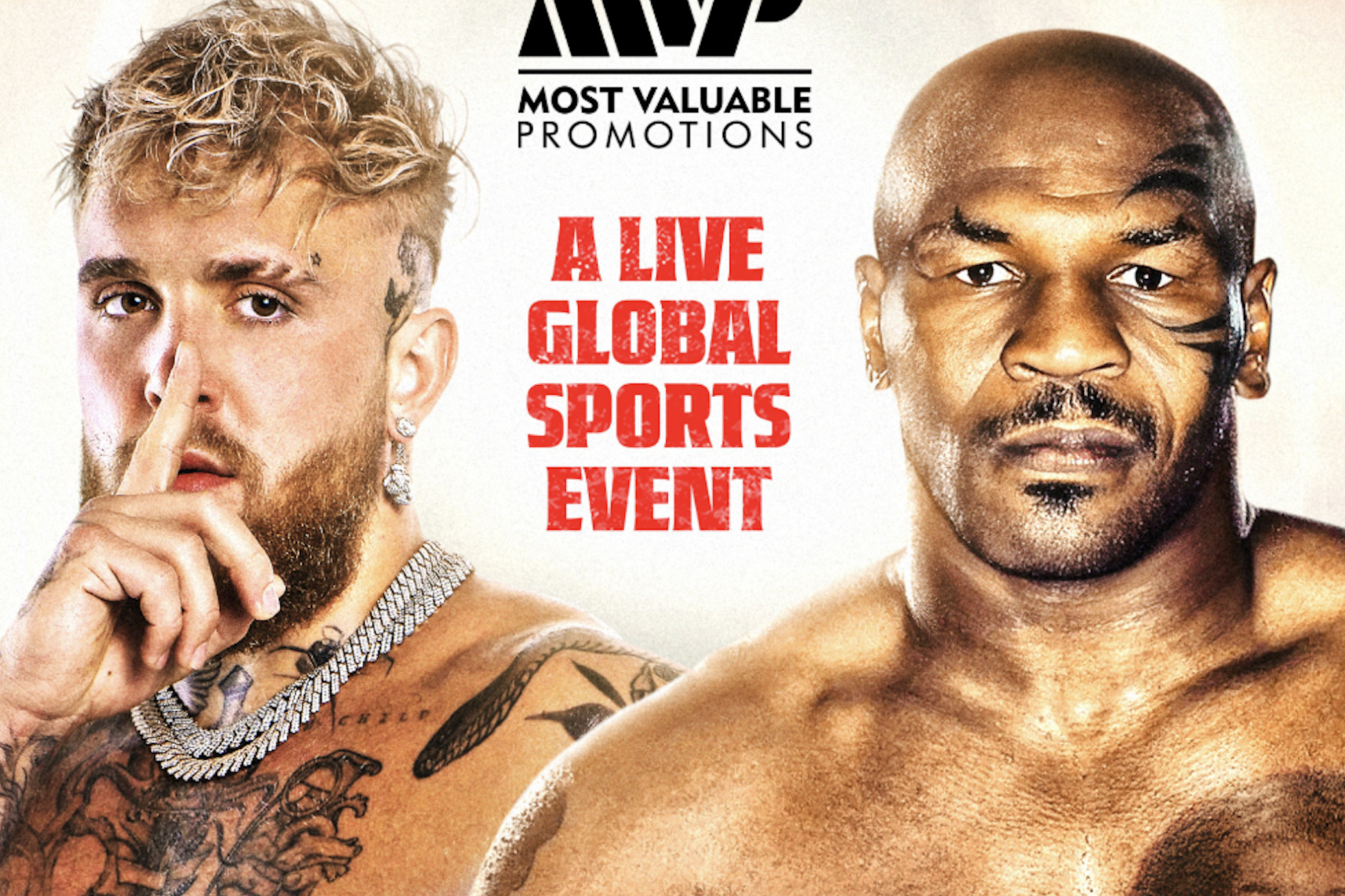 A poster advertising the Mike Tyson-Jake Paul fight.